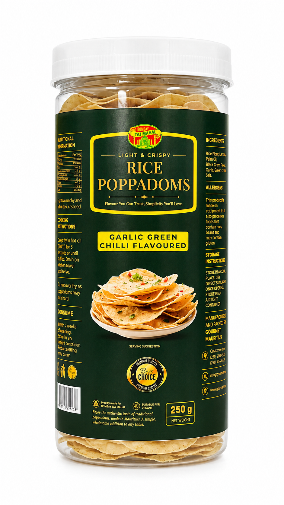 OSMAN`S RICE POPPADOMS (GARLIC & GREEN CHILLI FLAVOR)
