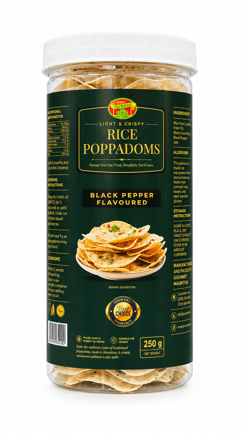 OSMAN`S RICE POPPADOMS (BLACK PEPPER FLAVOR)