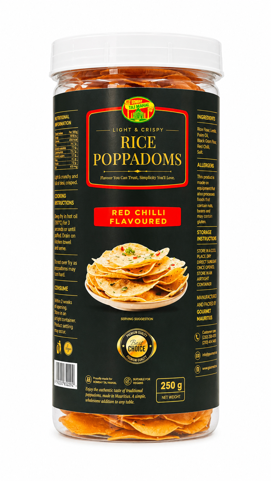 OSMAN`S RICE POPPADOMS (RED CHILLI FLAVOR)