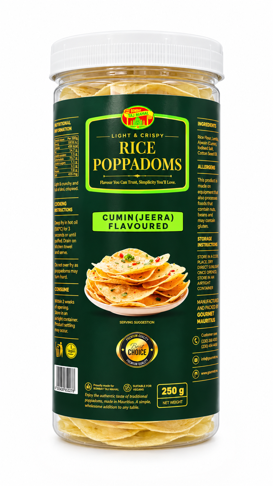 OSMAN`S RICE POPPADOMS (CUMIN/JEERA FLAVOR)