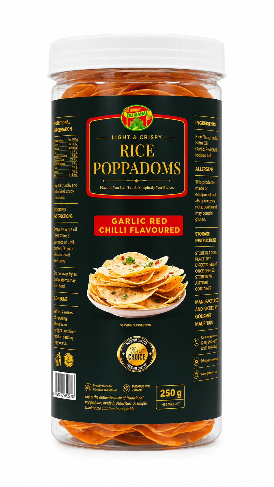 OSMAN`S RICE POPPADOMS (GARLIC & RED CHILLI FLAVOR)