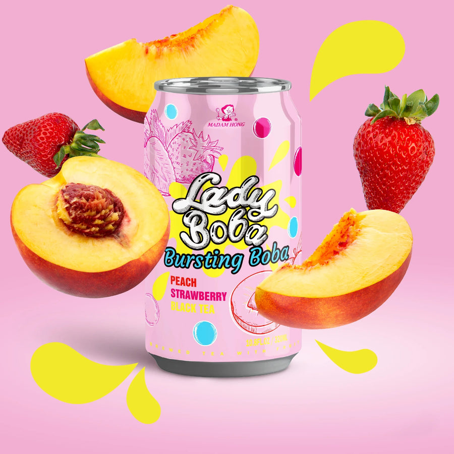 Lady Boba Peach and Strawberry with Black Tea  320ml